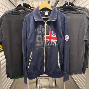 Sick Vintage 2000's The North Face Trans- Antartica England Flag Zip-Up Sweater